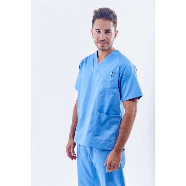 Uniforme azul unisex cuello pico