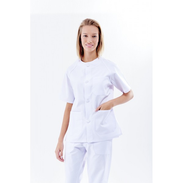 Uniforme blanco unisex cierre botones