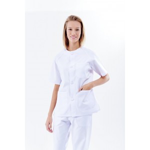 Uniforme blanco unisex cierre botones