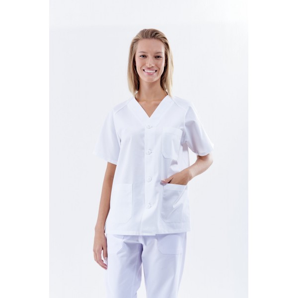 Uniforme blanco unisex pico botones