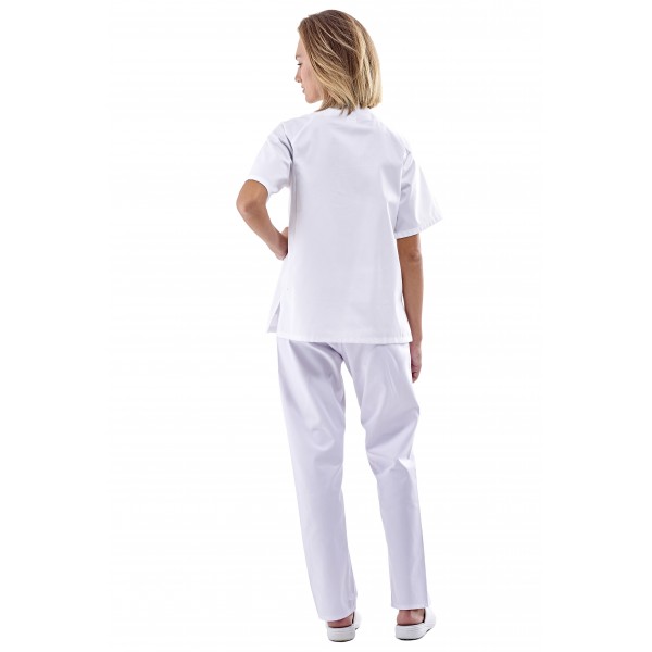 Uniforme blanco unisex cierre botones